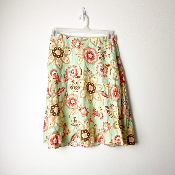J JILL • Women’s Linen Fit & Flare Above The Knee Floral Print Skirt Size SP - Picture 1 of 6